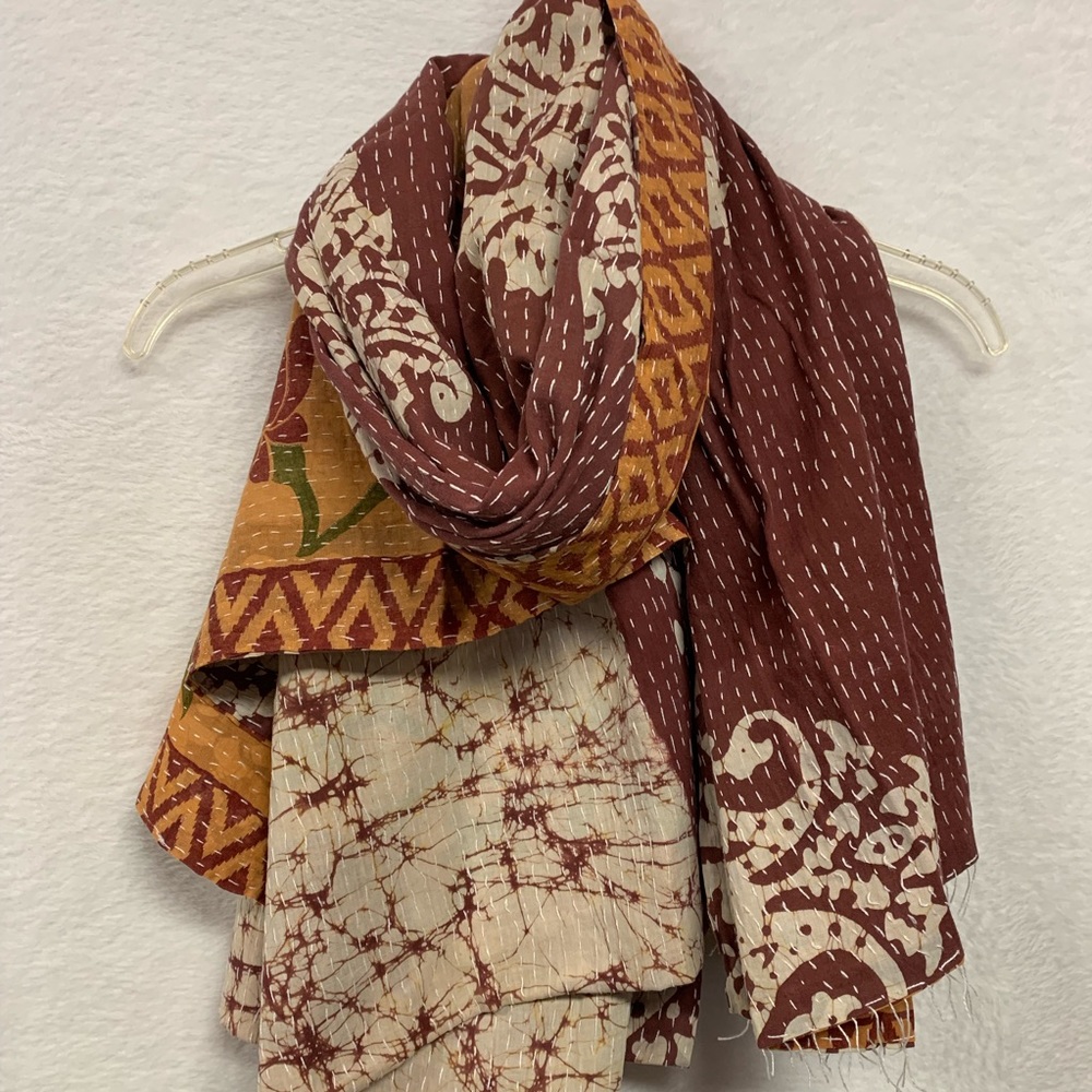 Handmade Cotton scarf shawl 30 x 80 One of a kind